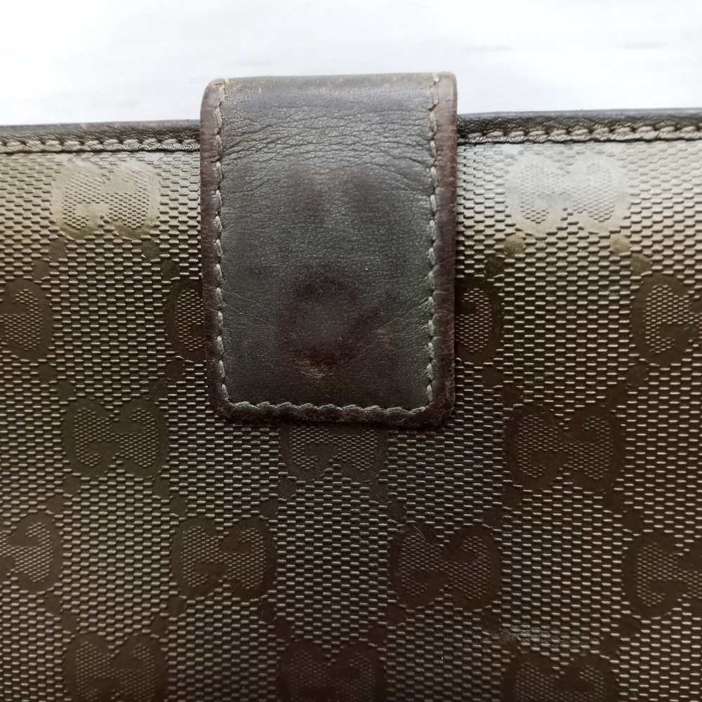 Authentic Gucci Metallic brown Signature wallet with GG charm - Picture 14 of 16